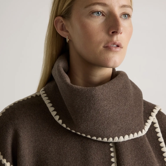 Quince Double-Faced Merino Wool Scarf Coat Size XL - Picture 3 of 10